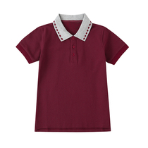 Primary and secondary school uniform suit College style British style garden suit Summer dress POLO short sleeve Kindergarten garden suit Maroon