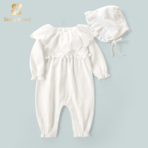 ShiningMoment newborn baby clothes 0-3 months princess cotton spring baby girl white jumpsuit