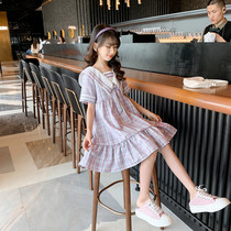 Girls summer dress dress dress 2022 new Summer Ocean Gas Network Red Childrens skirt College Wind Princess Leia Princess Skirt