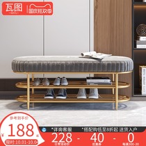 Light luxury home shoe stool soft bag cushion shoe cabinet home door shoe rack can be seated in one velvet shoe stool
