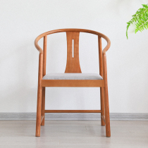 New Chinese style black walnut cherry wood circle chair study Zen paint-free solid wood Tenon tenon and Tenon chair simple furniture