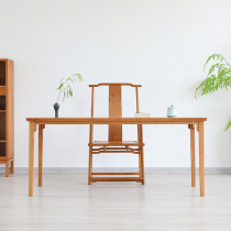 New Chinese style modern minimalist desk table tea table cherry wood paint-free writing table all solid wood table and chair combination
