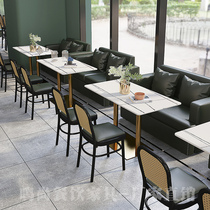 Tea Restaurant Hotel Cafeteria Buffet Marble Rockboard Dining Table And Chairs Combined West Restaurant Dining On Wall Cassetto Sofa
