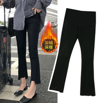 Pregnant women jeans loose and velvet thickened casual bottoming gap hole sports Daddy Bell pants winter spring and autumn