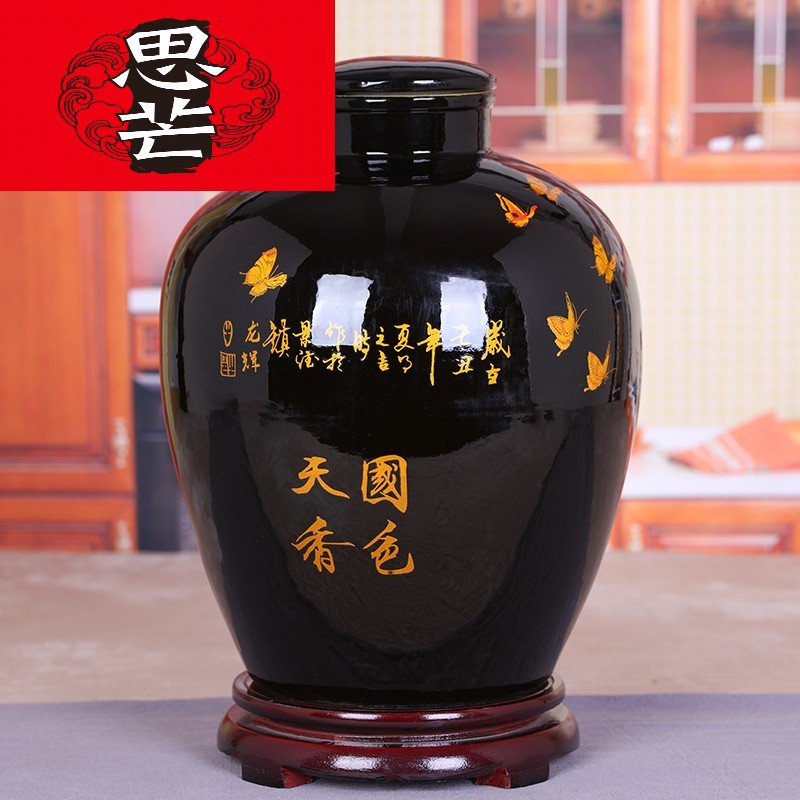 Thinking mans 10 jins of jingdezhen ceramic wine jar 20 jins 30 jins 50 jins seal wine storage heat crystal glaze wine