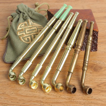Traditional brass pipe retro old-fashioned mens cigarette rod cigarette pot tobacco wire cigarette bag pot dry tobacco gun special tobacco short