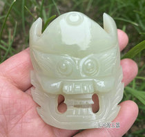 Natural Afghan white jade ghost head belt buckle waist buckle for safe men's jade waist