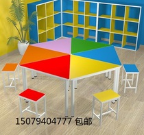Creatives Classroom High School Students Tutoring Class Table And Chairs Hexagon Table Combined Color Training Institutions Fine Art Table And Chairs