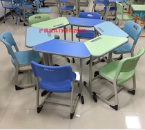 School Smart Psychocounselling Genesis Classroom Trapezoidal Combination Splicing Six Octagonal Training Institute Table And Chairs