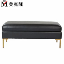 Nordic Light Lavish Genuine Leather shoe changing stool Couch Stool Down-to-earth Bedroom Bed Tailstool Black Strip Cloakroom Stool