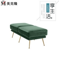 Nordic velvet fabric sofa stool bedroom bedtail stool ink green cloakroom stool changing stool rectangular pedalling