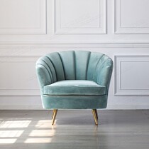 Nordic Fashion Single Sofa Arched Dining Room Chair Light Blue Velvet Cloth Art Brief Rear Casual Chair Tiger Chair