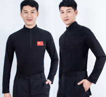 Male brocade cotton plus velvet Roman small standing collar dance clothes Latin dance square dance national standard modern dance clothes dance clothes shoulder shoulder