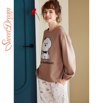 Healing small white dog joint model dream pajamas girls Spring and Autumn New cute cartoon can wear home suit