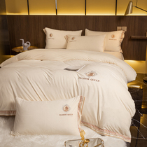 Simple winter Crystal velvet four-piece bedding Nordic double-sided plus velvet Linens Sheet quilt cover bed hats