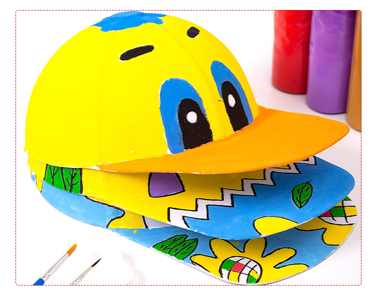 纸浆棒球帽 儿童手绘白坯太阳帽涂色填色环保纸帽子手工diy材料
