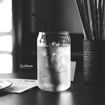 Small Western Suburbs Pop Can Styling Glass Cups Ice Grab Iron Ice American High Temperature Resistant Coffee Water Glass Coke Pot-shaped