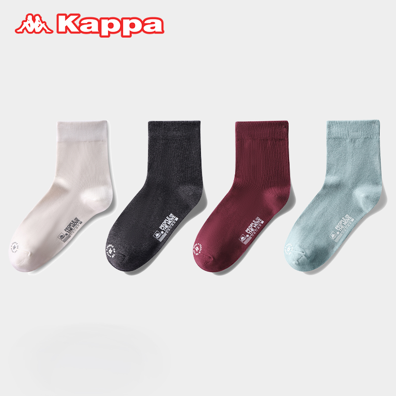 Kappa 卡帕 情侣精梳棉防滑抗菌船袜/中筒袜子 4双装 天猫优惠券折后￥29包邮（￥49-20）多套色可选