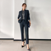 High-end professional suit suit female interview business fashion temperament short small high sense professional wear spring and autumn