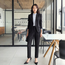 Dress Women's Suit Temperament Suit Black Business Suit Fall Winter College Student Civil Servant Interview Clothing Professional Suit