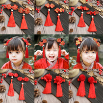 Hanfu headdress New Years clothing Girls Children New Years hair ball hair accessories Chinese style ancient hairpin female ancient style baby