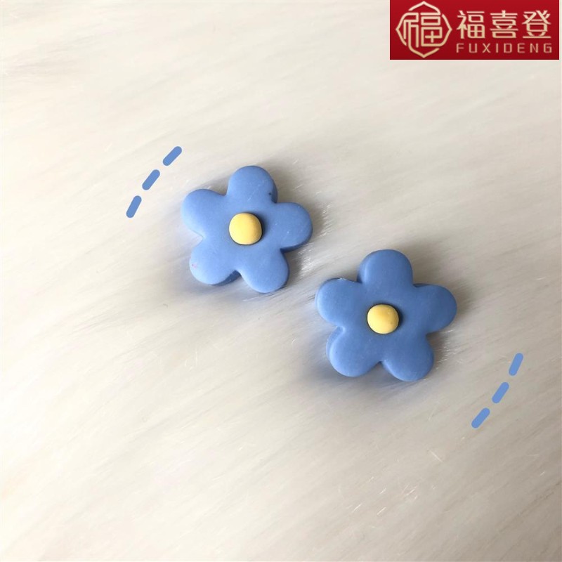 Xuan Fu xi 's elegant ins spring wind flower ear clip earrings with retro clay colorful flowers earring