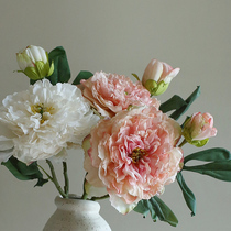 French coke edge peony simulation bouquet living room dining table decoration fake flower arrangement flower arrangement fake flower decoration set