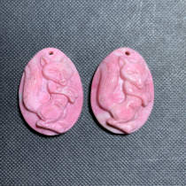 Water brother natural rose Hui pendant Pure hand carved jade powder necklace Sweater chain peach jade lucky treasure woman