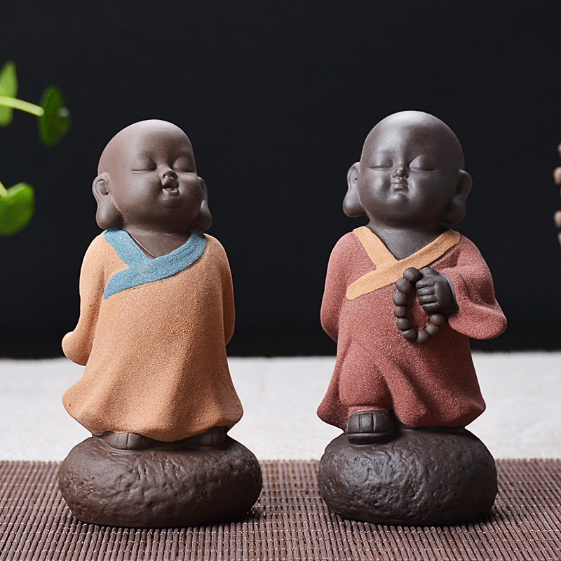 The young monk tea pets don 't listen to watch don' t say furnishing articles ceramic products when The little novice monk can raise zen tea tea tea