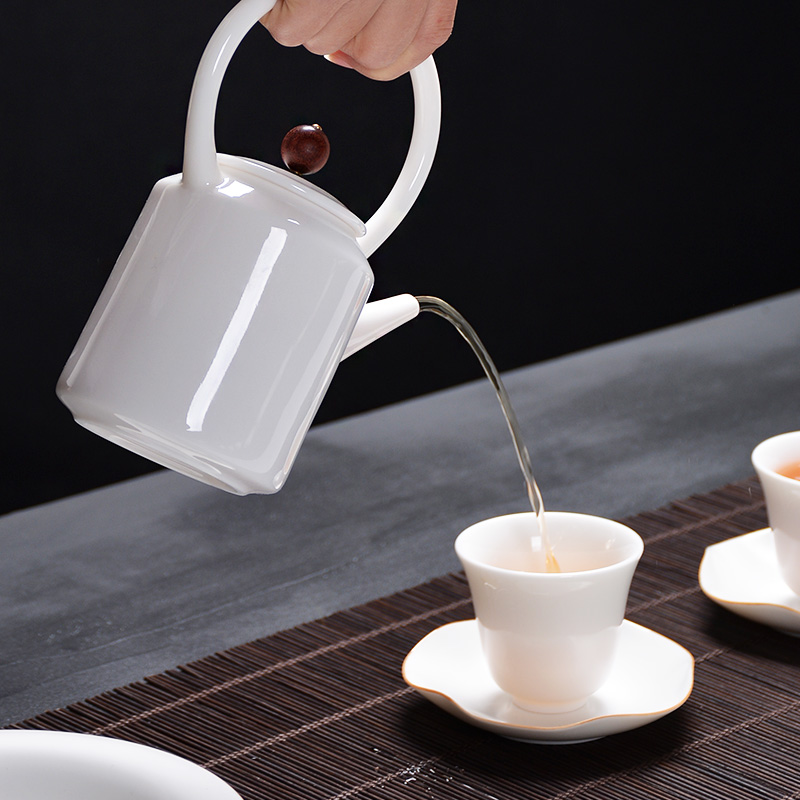 Dehua white porcelain jade porcelain teapot single girder pot pot of creative ceramic household filter tea kungfu tea set size