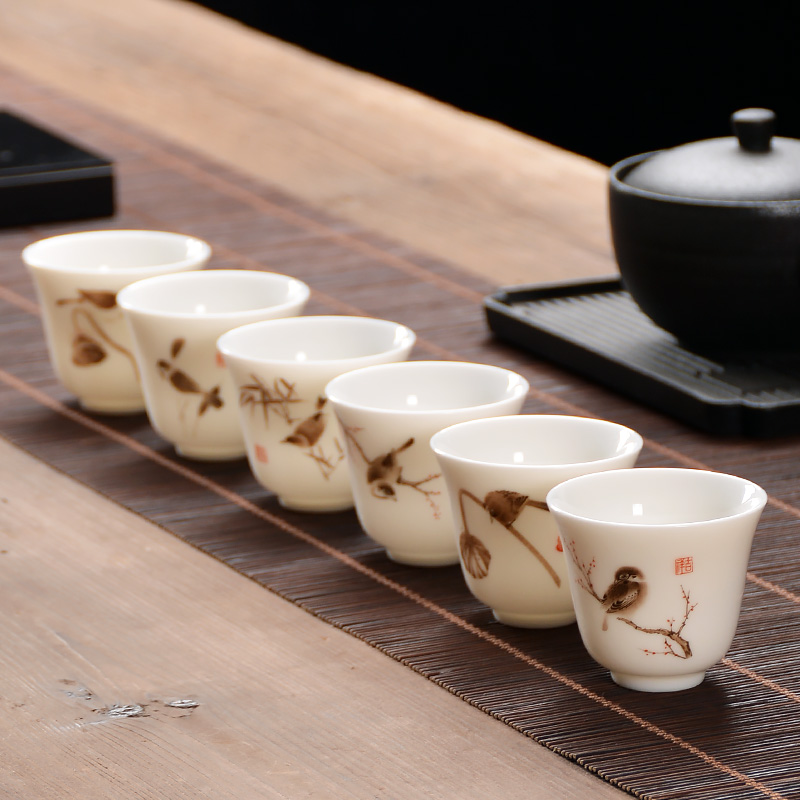 Small ceramic cups 6 pack sample tea cup tea masters cup, single CPU Japanese kung fu tea sets glass box