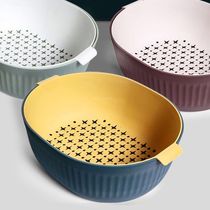 Net red fruit plate fruit basket living room plastic double-layer washing basket household kitchen washing basin drain basket artifact