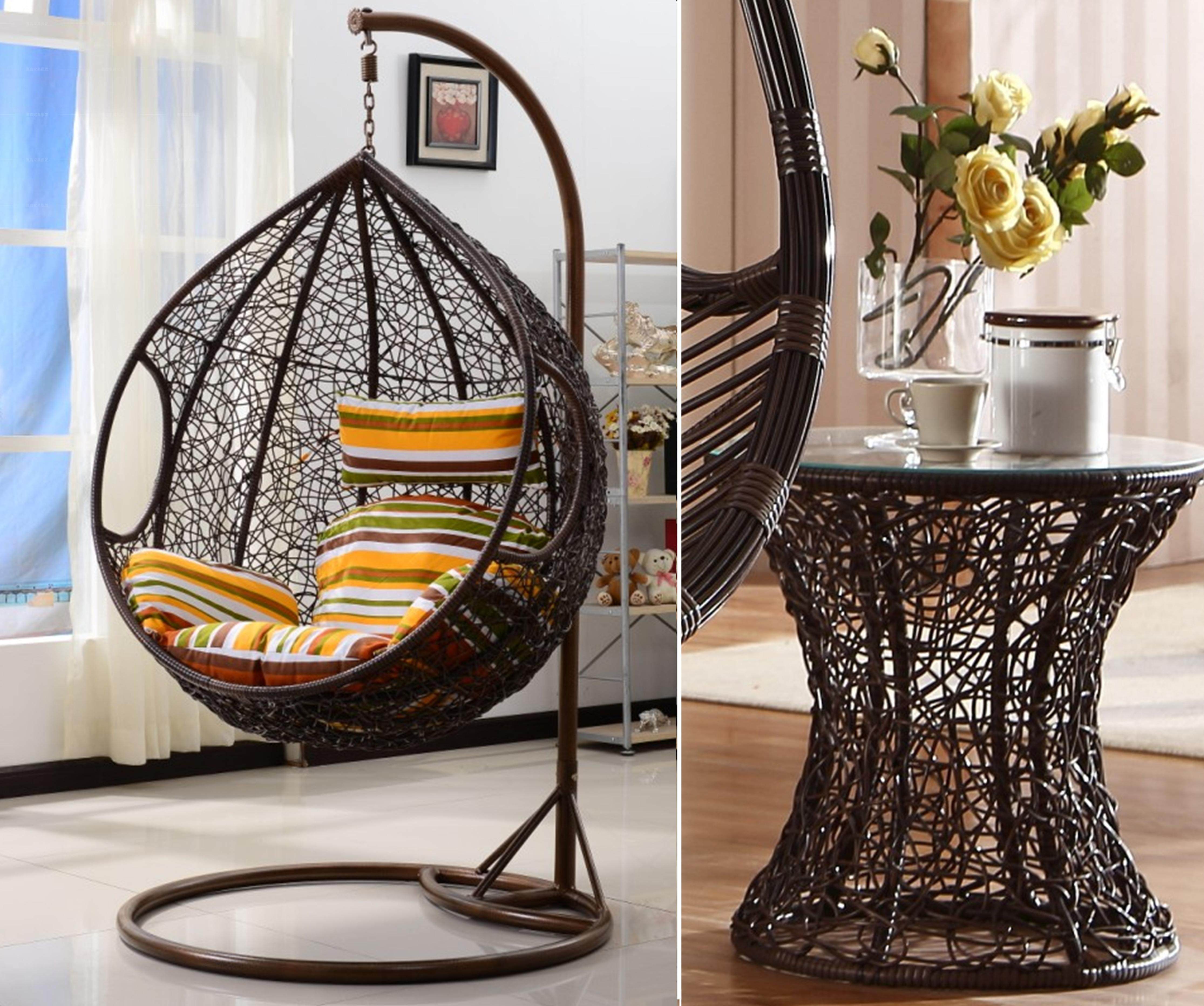 双人吊椅阳台吊床 吊椅室内秋千吊篮 户外家具藤编鸟巢吊篮摇藤椅