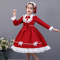 Girls Lolita dress spring and autumn new Western style childrens princess dress puffy student lolita lolita female