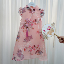 2021 new thin dress girls summer fairy big child cheongsam dress girls western style princess dress summer