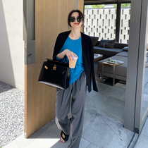 LICKYSENIOR classic main push autumn new knitted CARDIGAN THIN FEMALE TOP WORN outside WITH CAMISOLE