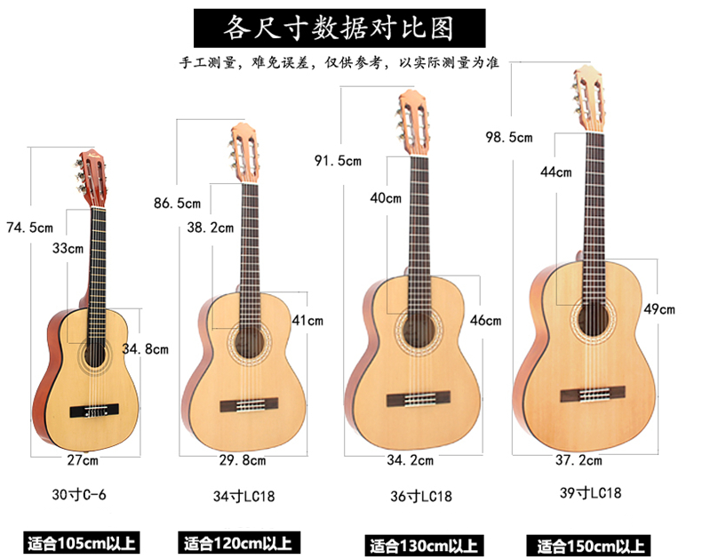 34寸吉他对比图片