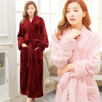 Winter flannel robe thick male Lady 200kg plus fat plus size fat mm autumn winter bathrobe long