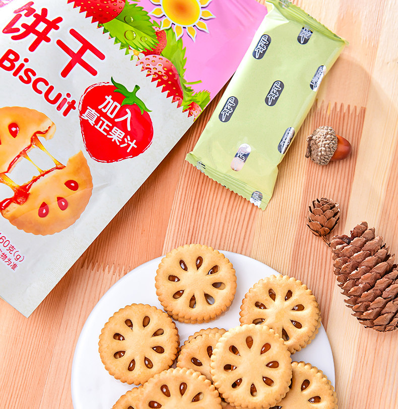 小牧果酱夹心饼干160克零食小吃休闲食品