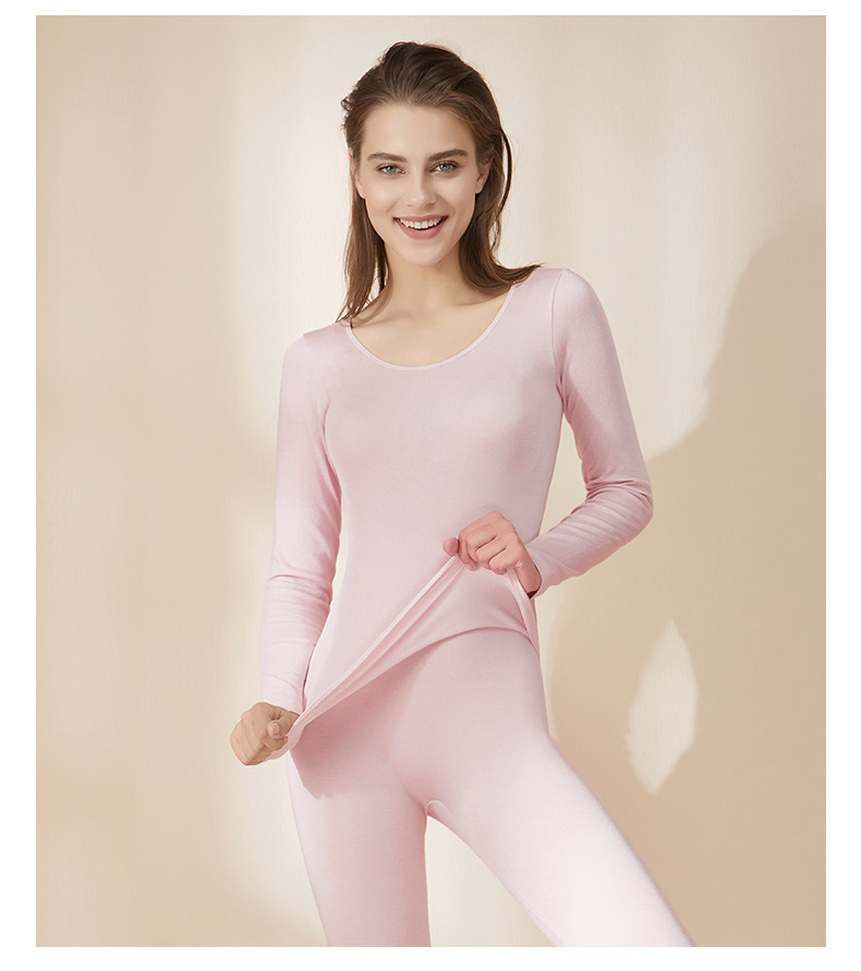婷美发热保暖内衣套装打底衫女
