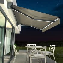 Electric belt lamp shading shed telescopic folding hand systolic rain shed balcony outdoor patio shop sunscreen sunscreen