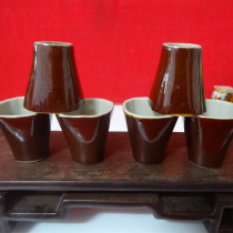 Jujube glaze old wine cup set of cultural Revolution 70s wine glasses Nostalgic other collectibles Antique physical photos