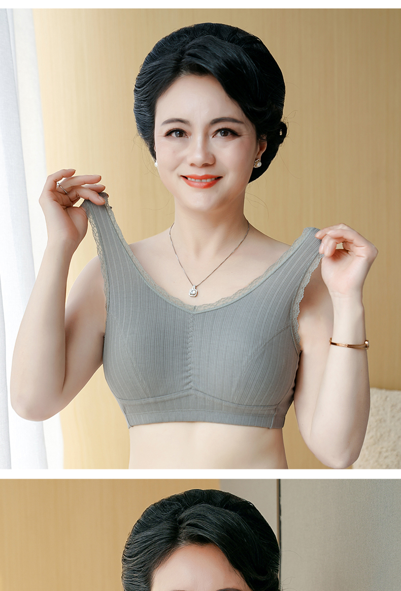 妈妈文胸中老年老人运动大码内衣女美背夏季薄款无钢圈背心式胸罩