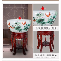 Floor-to-ceiling ceramic fish tank Water fountain Filtration circulation oxygenation Large fish basin Opening gift decoration landscaping