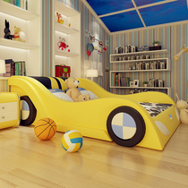 Childrens bed Boys with guardrail splicing bed Solid wood boys bed Childrens cartoon bed 1 2m 1 5m Single bed