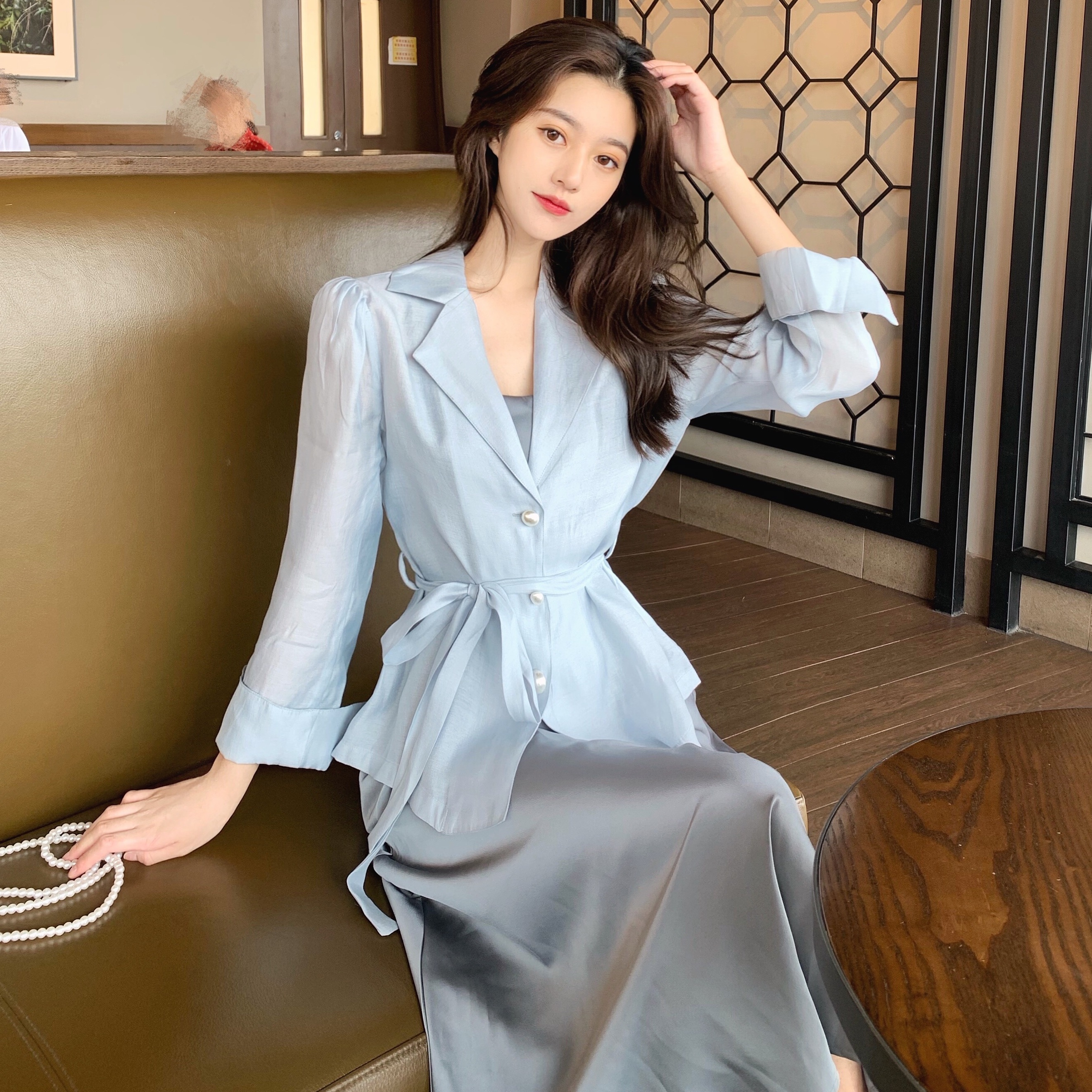 参加婚礼套装时尚洋气弟弟结婚姐姐礼服连衣裙时尚套装