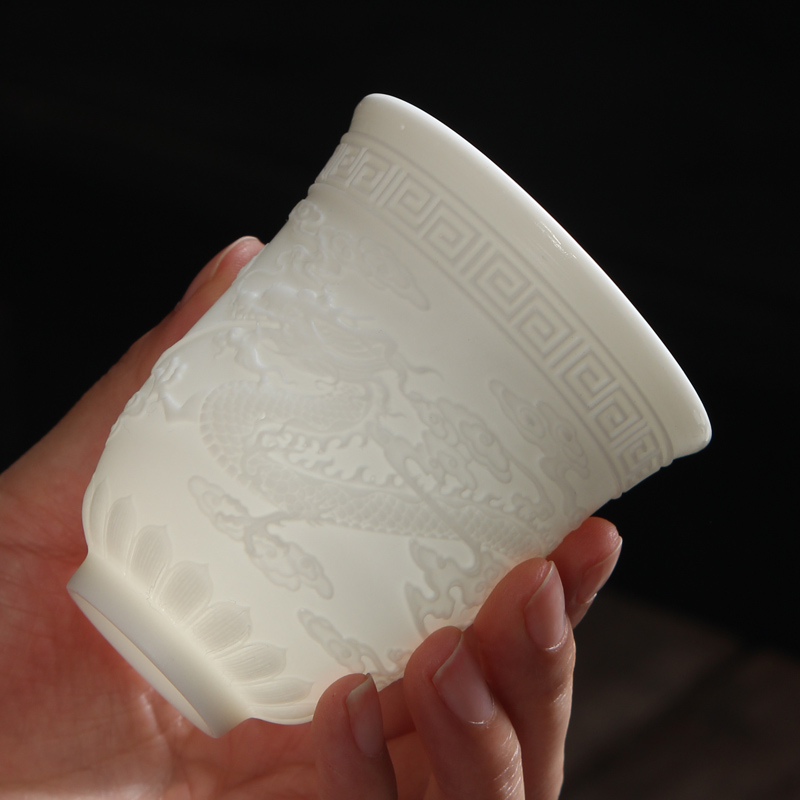 Ceramic cups master cup single CPU heart sutra kung fu tea cup purple jade suet white porcelain sample tea cup cup