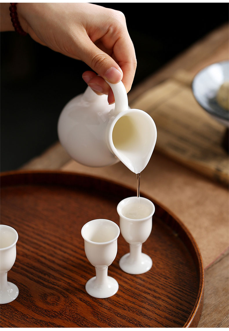 羊脂玉瓷温酒器家用陶瓷清酒黄酒烫酒壶日式酒具套装白酒杯煮酒器
