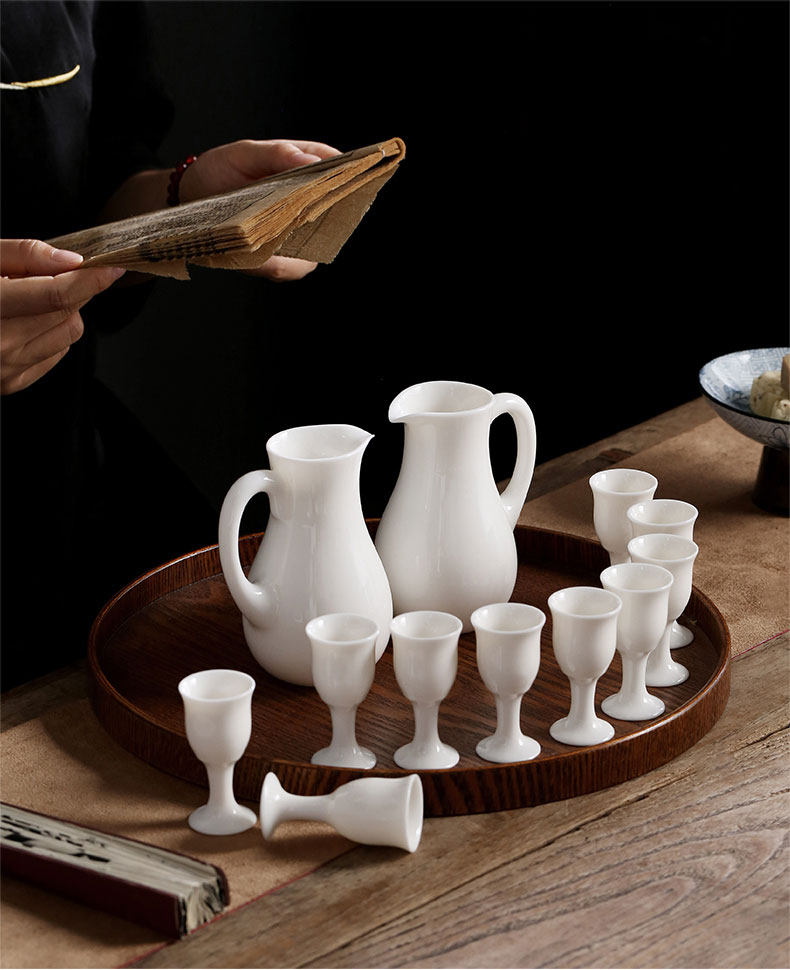 羊脂玉瓷温酒器家用陶瓷清酒黄酒烫酒壶日式酒具套装白酒杯煮酒器