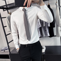 White Shirt Men's Long Sleeve Autumn Business Dress Career Black Shirt Korean Style Fashion Slim Casual Men's Shirt